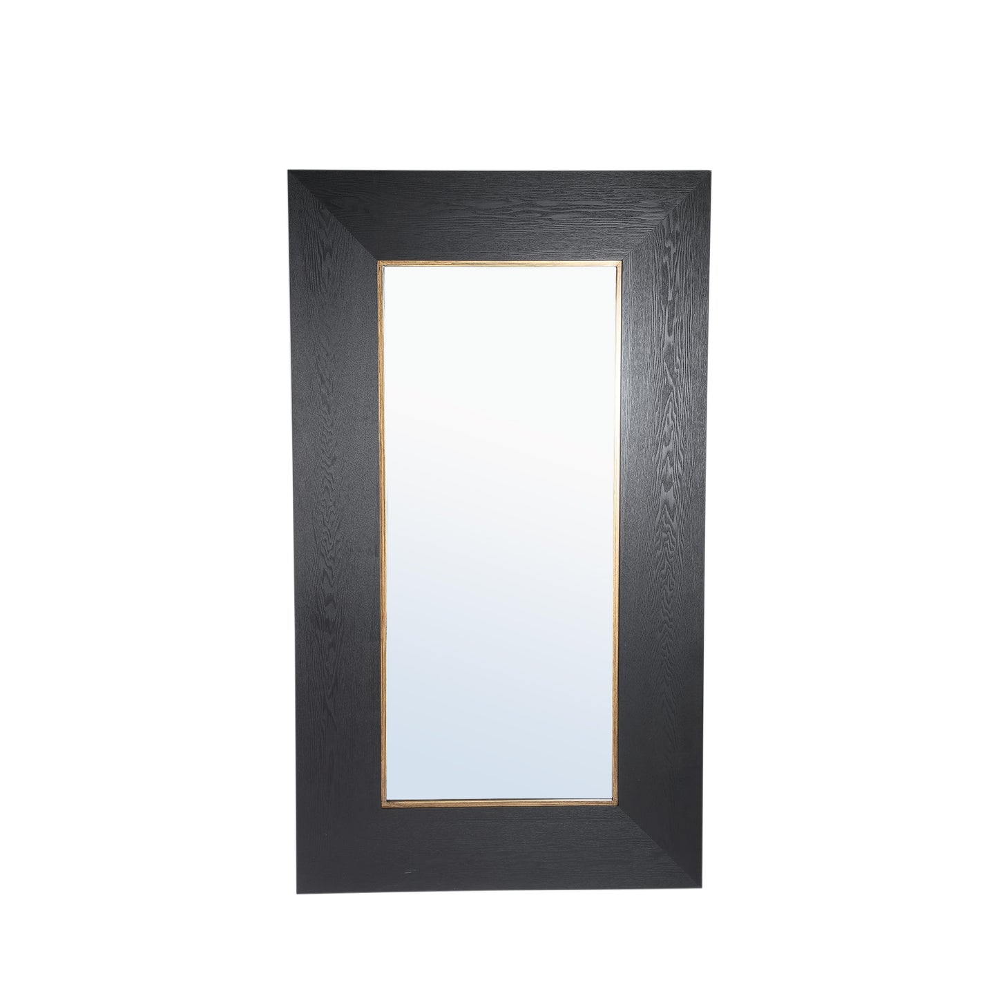 Tiess Black Wooden Veneer Mirror Rect Gold Rim S