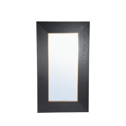 Tiess Black Wooden Veneer Mirror Rect Gold Rim S