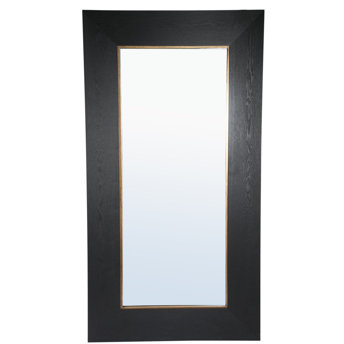 Tiess Black Wooden Veneer Mirror Rect Gold Rim L