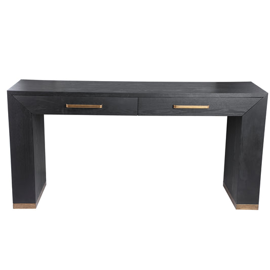 Tiess Black Wooden Veneer Sidetable 2 Drawers