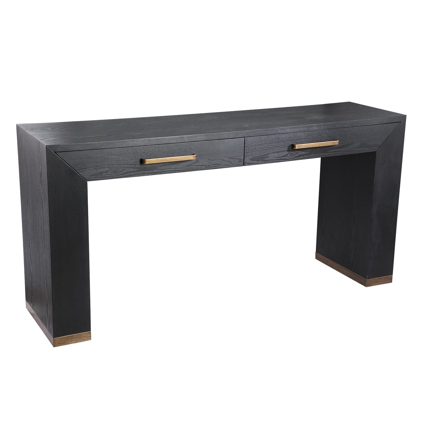 Tiess Black Wooden Veneer Sidetable 2 Drawers