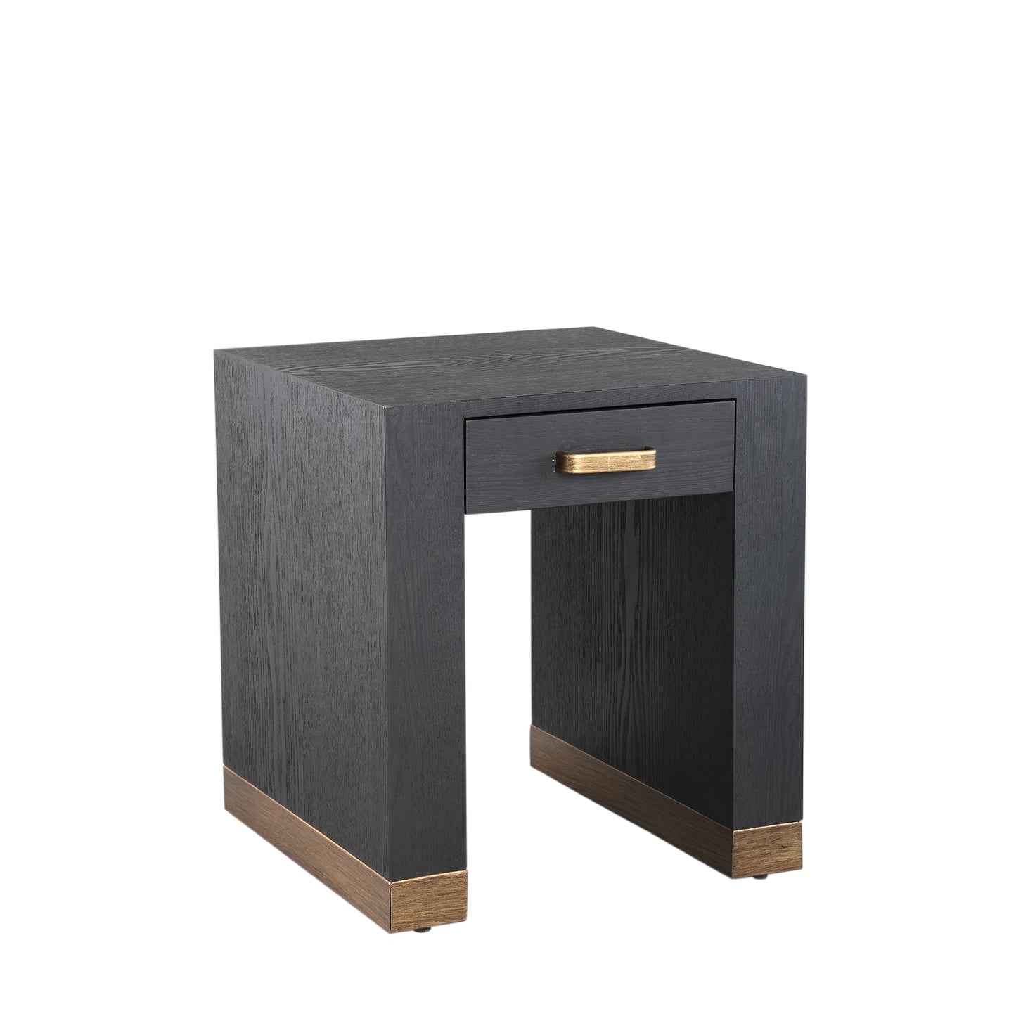 Tiess Black Wooden Veneer Bed Sidetable 1 Drawer