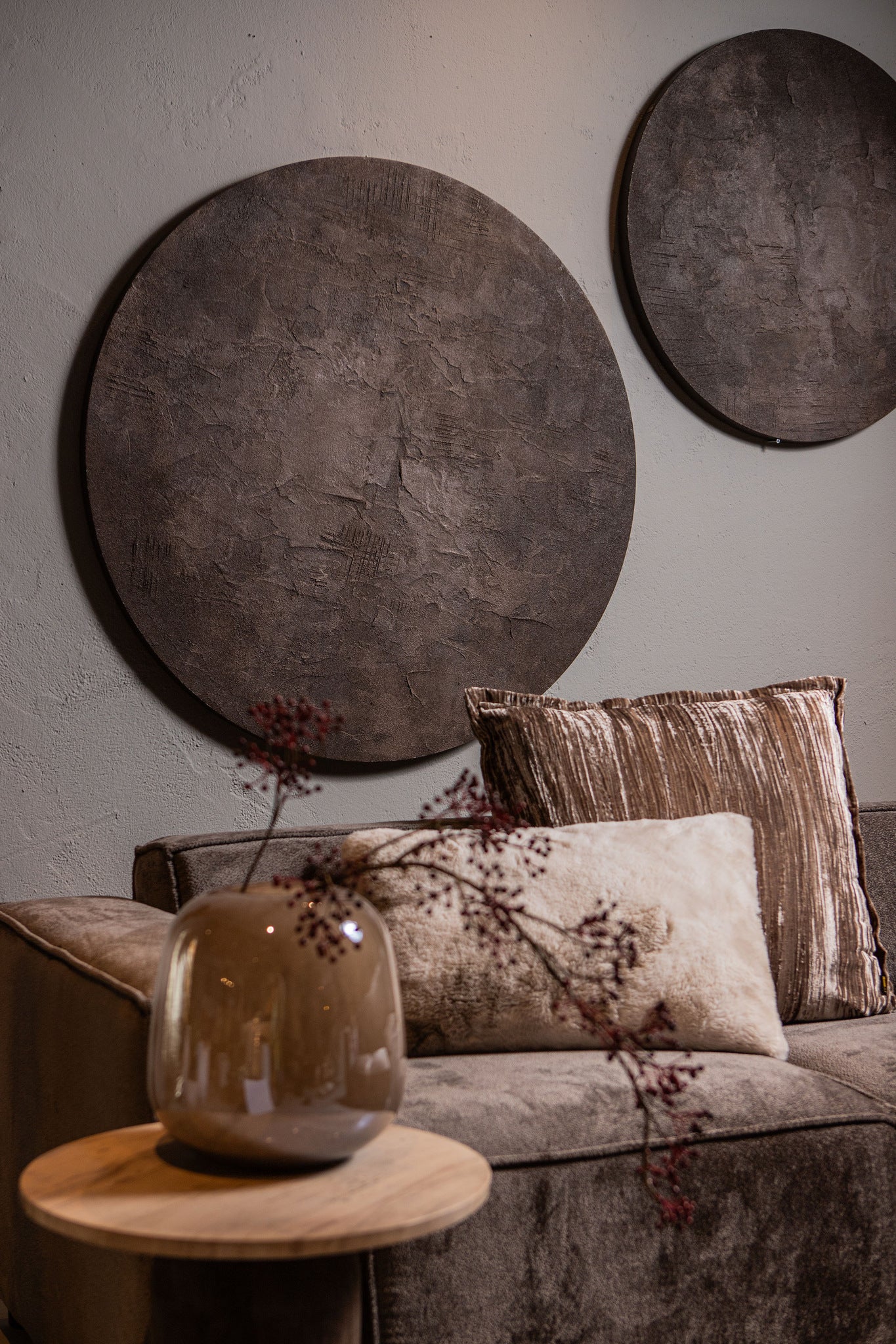 Kemp Brown Canvas Painting Rough Round L