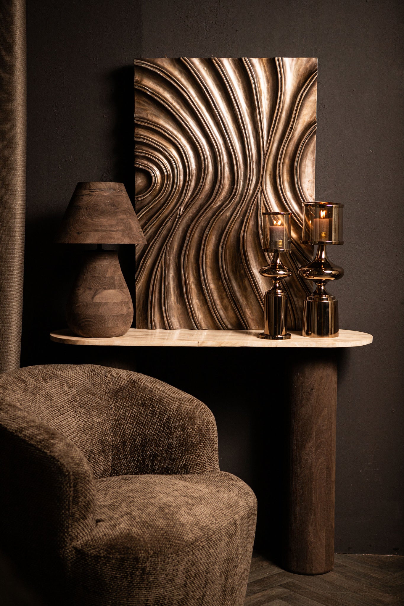 Reddie Brown Shiny MDF Wavvy Wallpanel Rectangle S