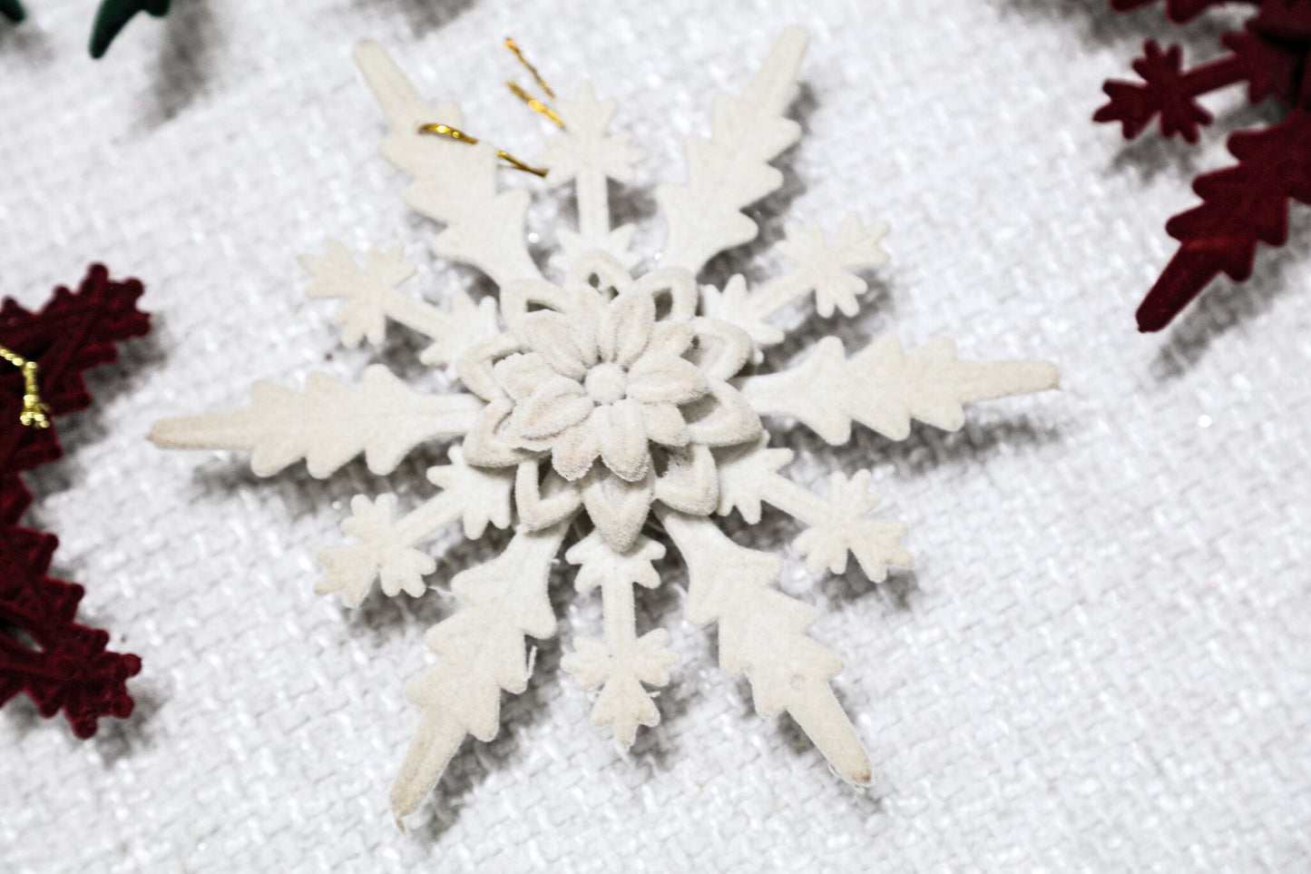 Lumi Kaki PP Flocking Sneeuwvlok Hanger Set van 12 Stuks 5x16x16 cm