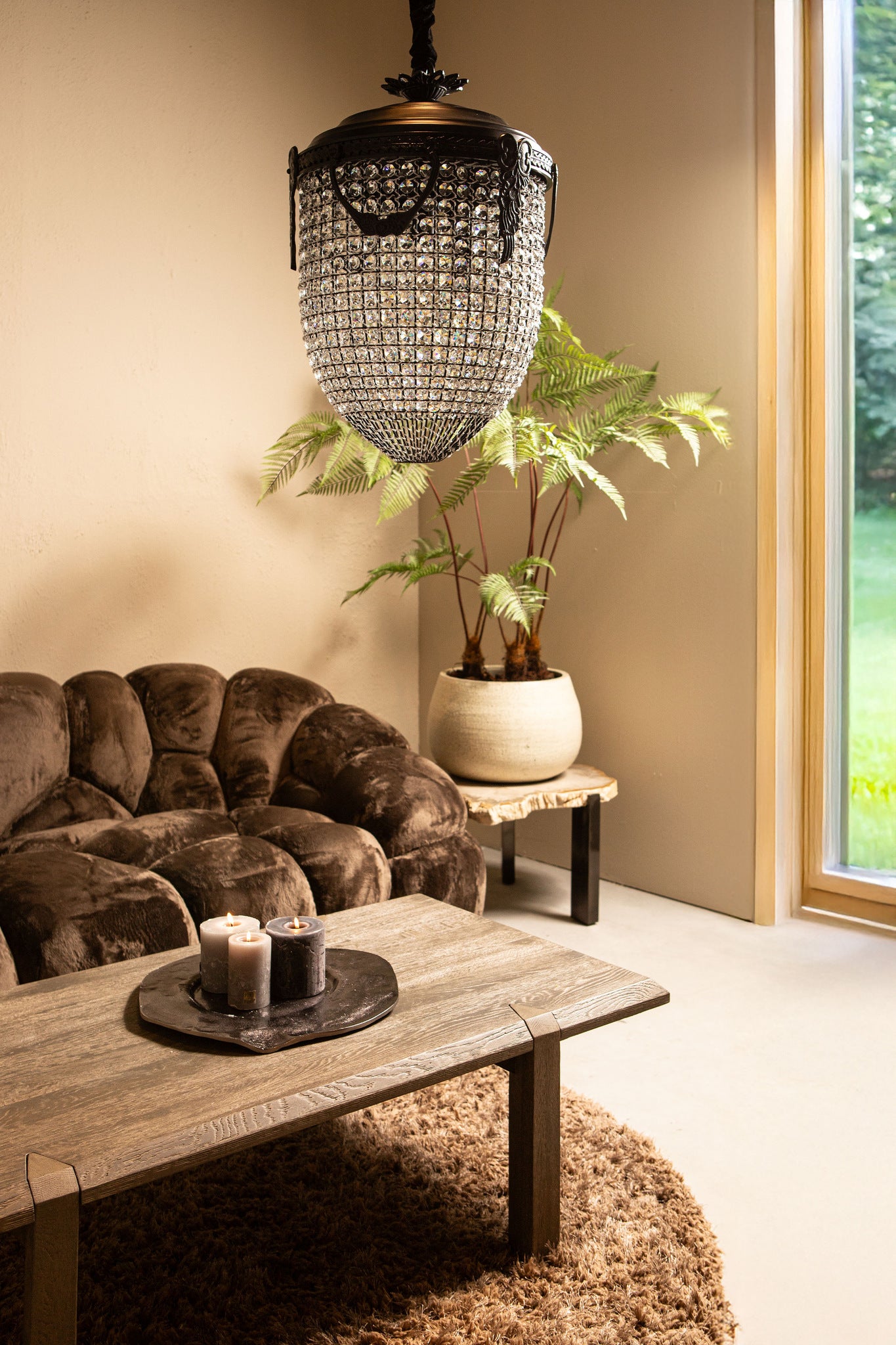 Lidde Crystal Oval Chandelier Lamp Classic S