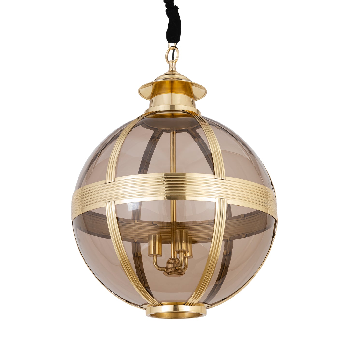 Mikk Brass Antique Luster Glass Hanging Lamp Rnd L