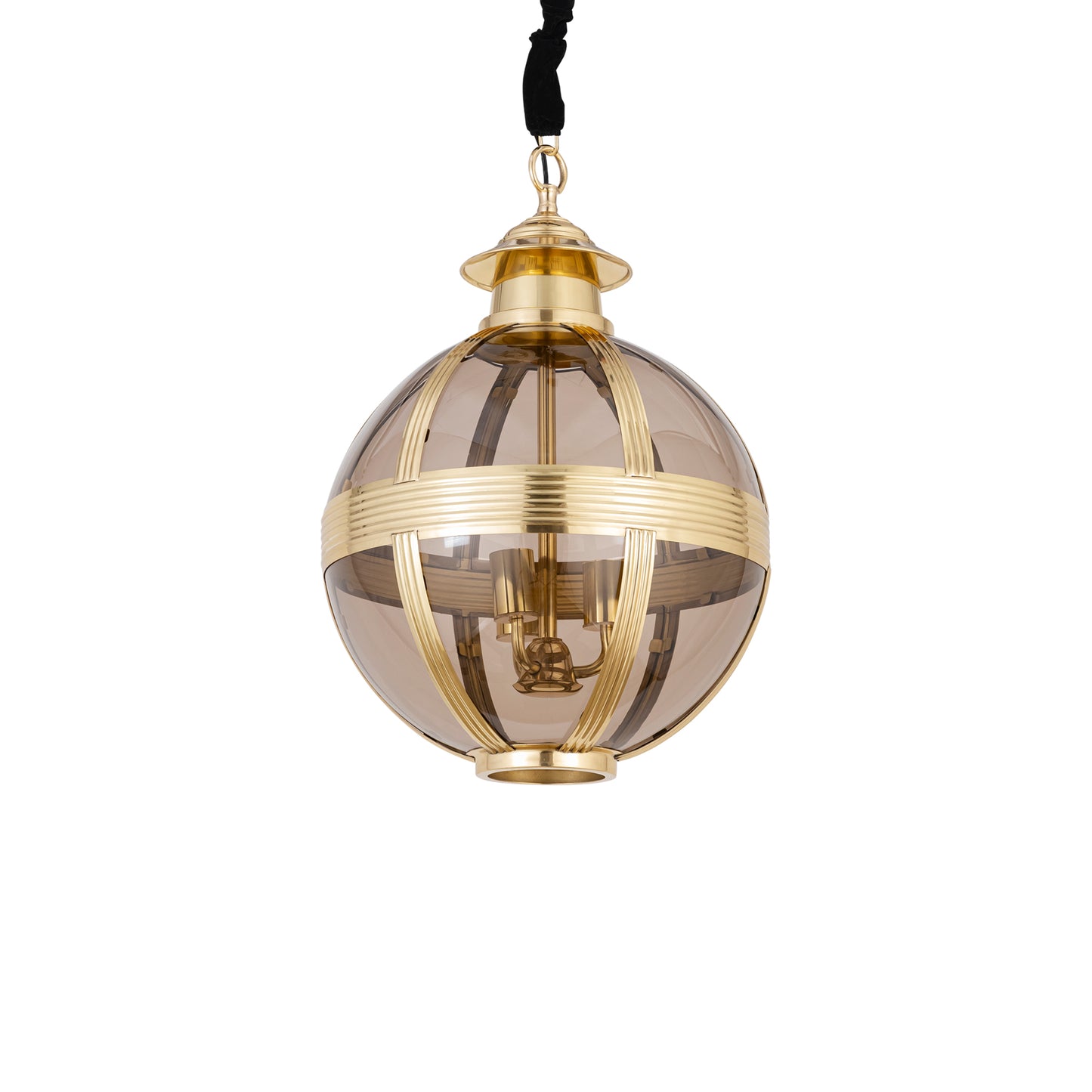 Mikk Brass Antique Luster Glass Hanging Lamp Rnd S