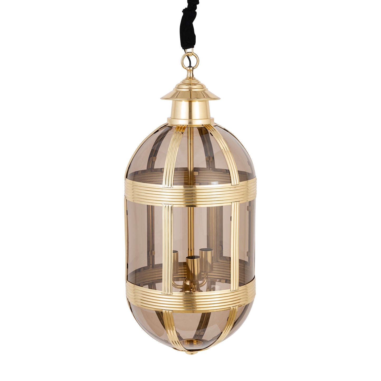 Mikk Brass Antique Lusterglass Hanging Lamp Oval L