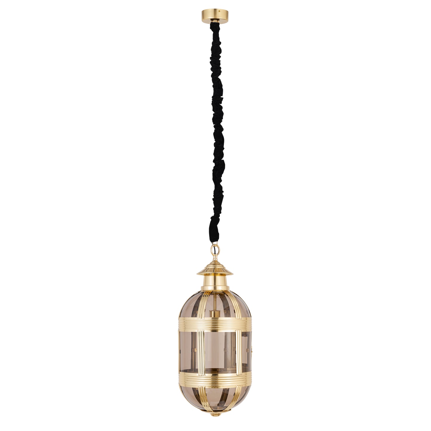 Mikk Brass Antique Lusterglass Hanging Lamp Oval S