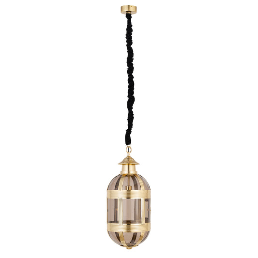 Mikk Brass Antique Lusterglass Hanging Lamp Oval S