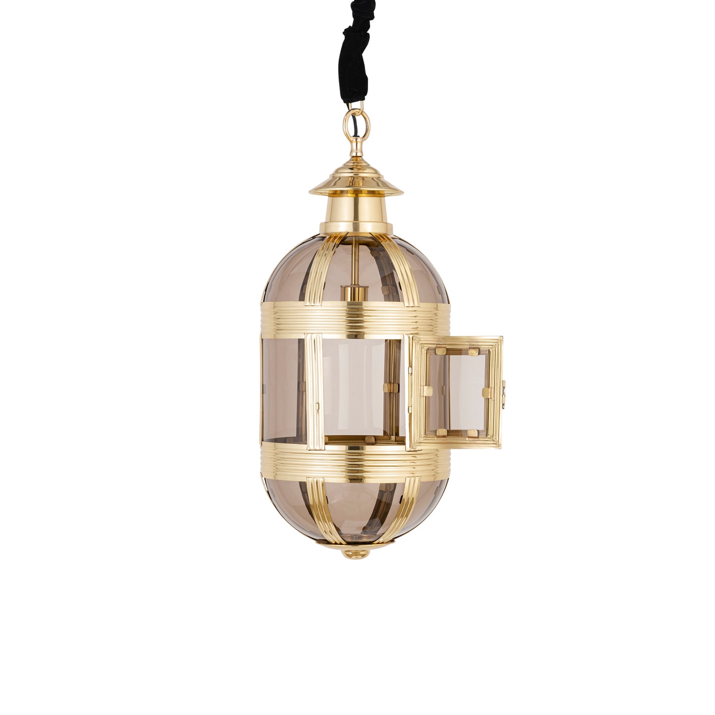 Mikk Brass Antique Lusterglass Hanging Lamp Oval S