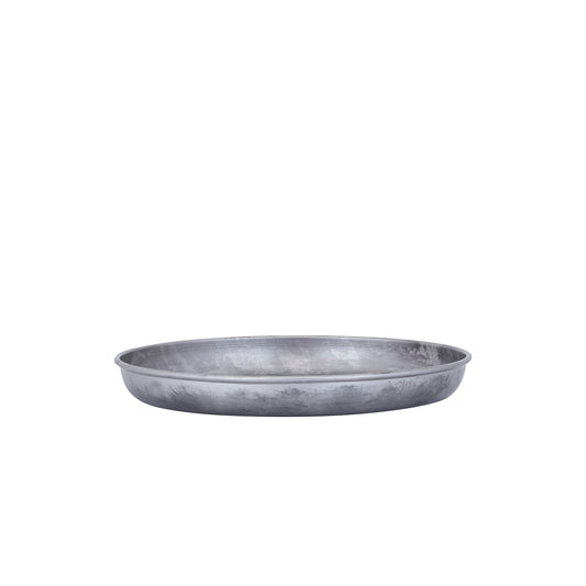 Tyrae Zilverkleurig Ijzeren Dienblad Rond Set van 4 Stuks - 4 Sets 3.5x30x30 cm