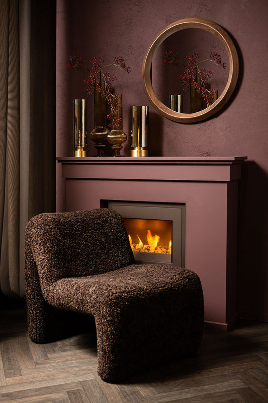 Keala Amber Round Ribbed Glass Vase On Base S