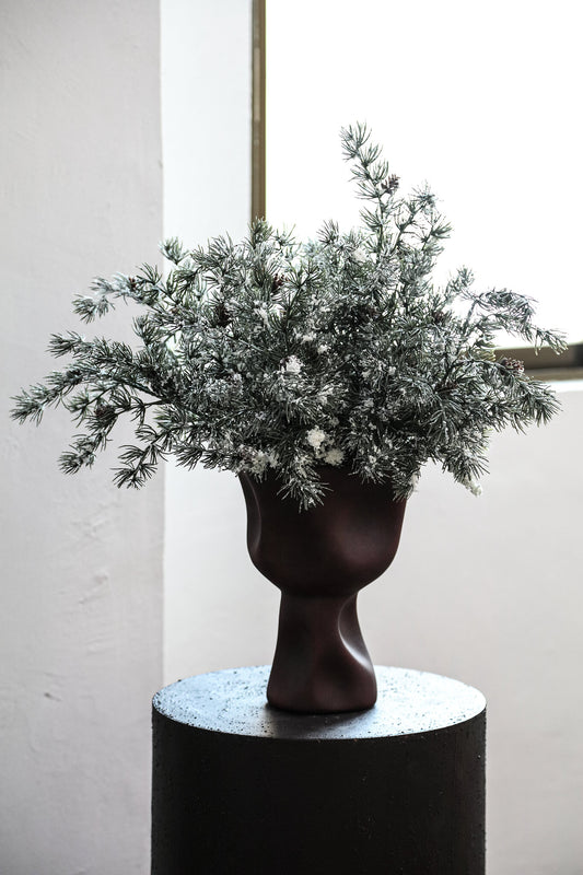 Twig Plant Groene Besneuwde Dennentak Met Dennenappels Spray - Set Van 12 Stuks 51x33x27 cm