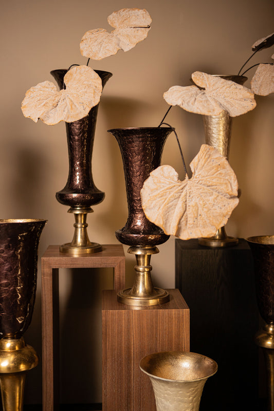 Lysse Dark Brown Casted Alu Luxury Enamel Vase L