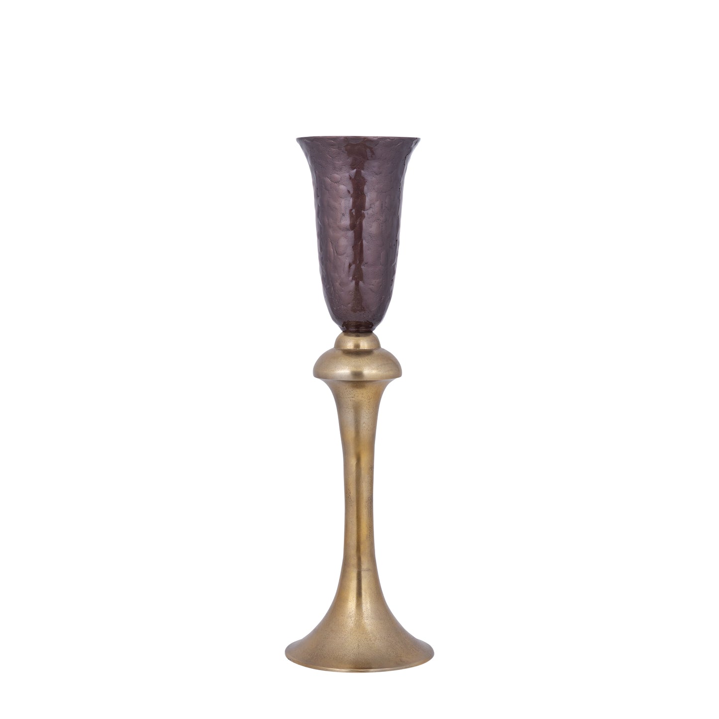Lysse Dark Brown Casted Alu Enamel Goblet Vase S