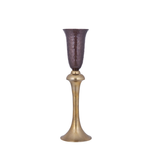 Lysse Dark Brown Casted Alu Enamel Goblet Vase S