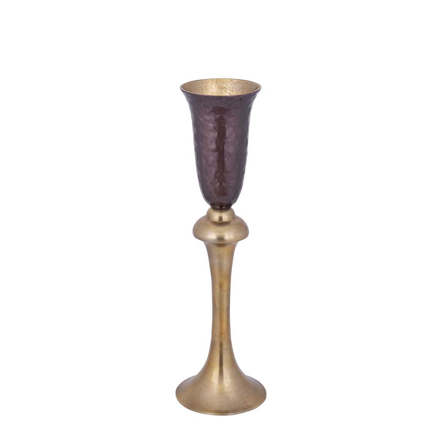 Lysse Dark Brown Casted Alu Enamel Goblet Vase S