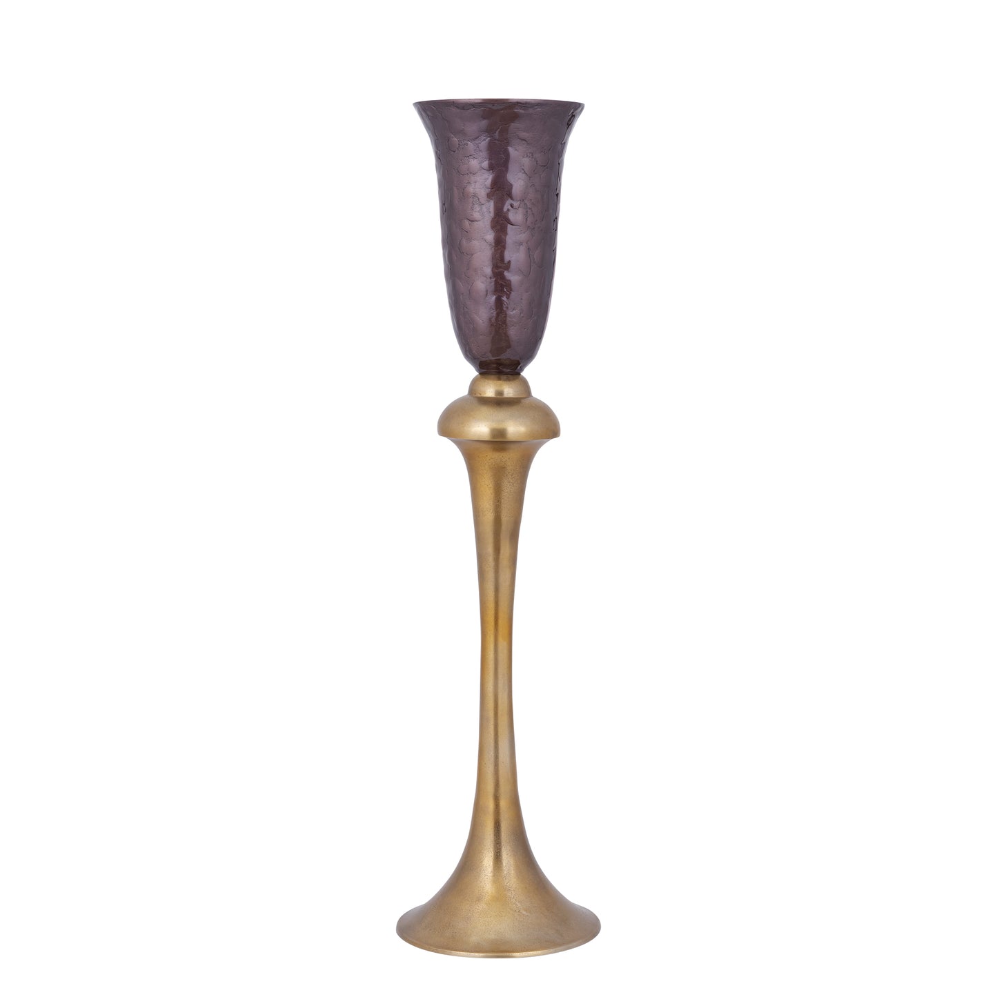 Lysse Dark Brown Casted Alu Enamel Goblet Vase L