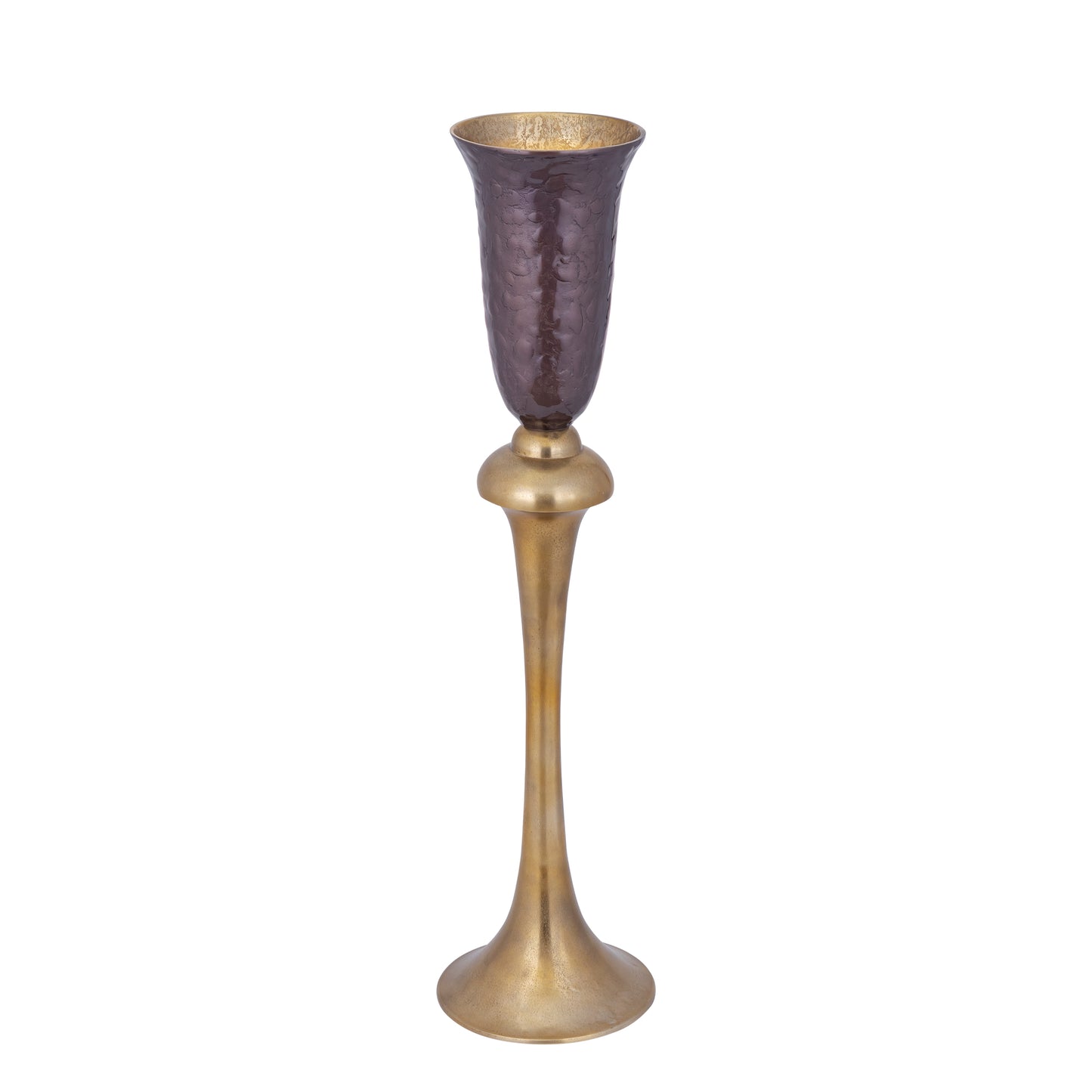 Lysse Dark Brown Casted Alu Enamel Goblet Vase L