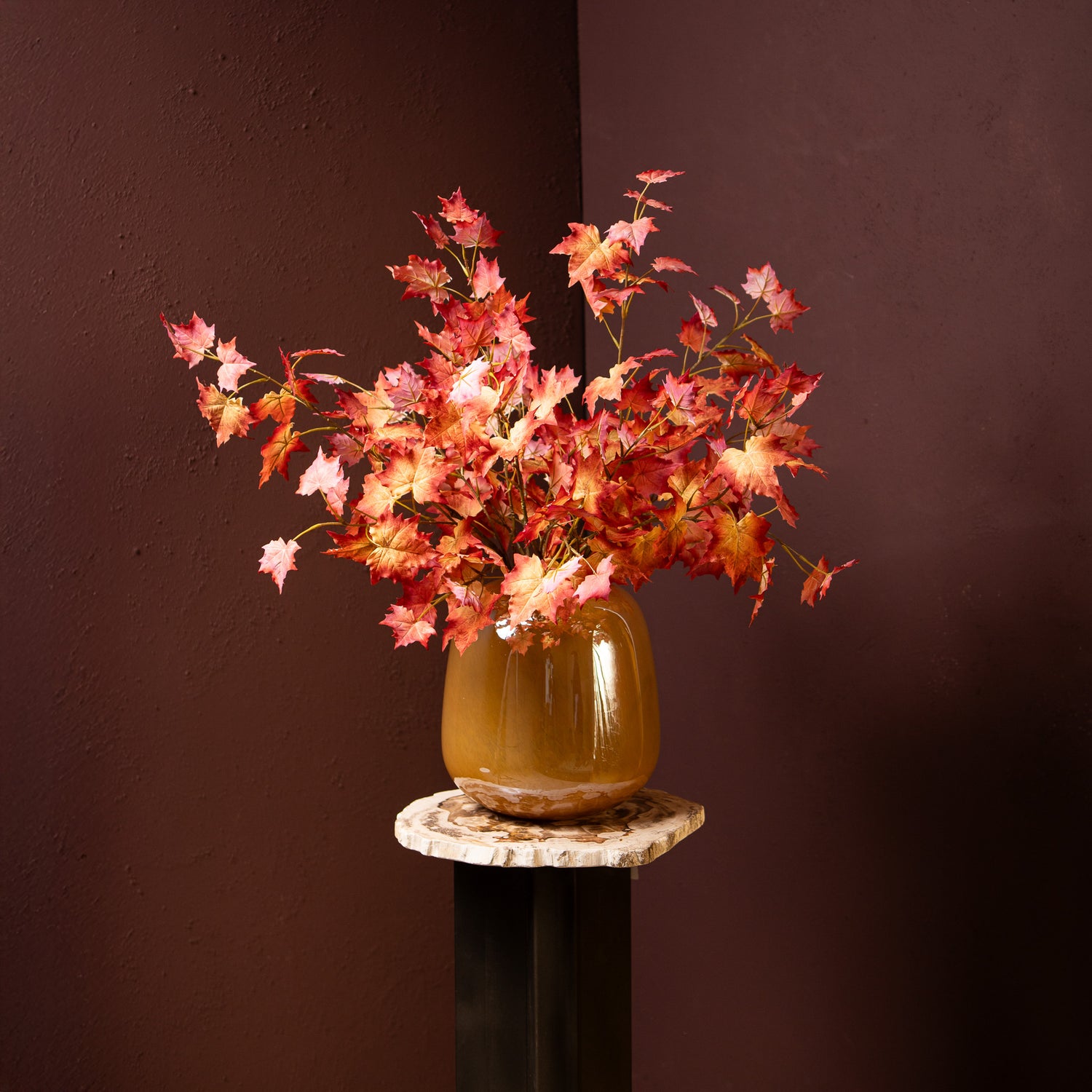Leaves Plant Rode Esdoornbladeren Spray - Set van 12 90x53x27 cm