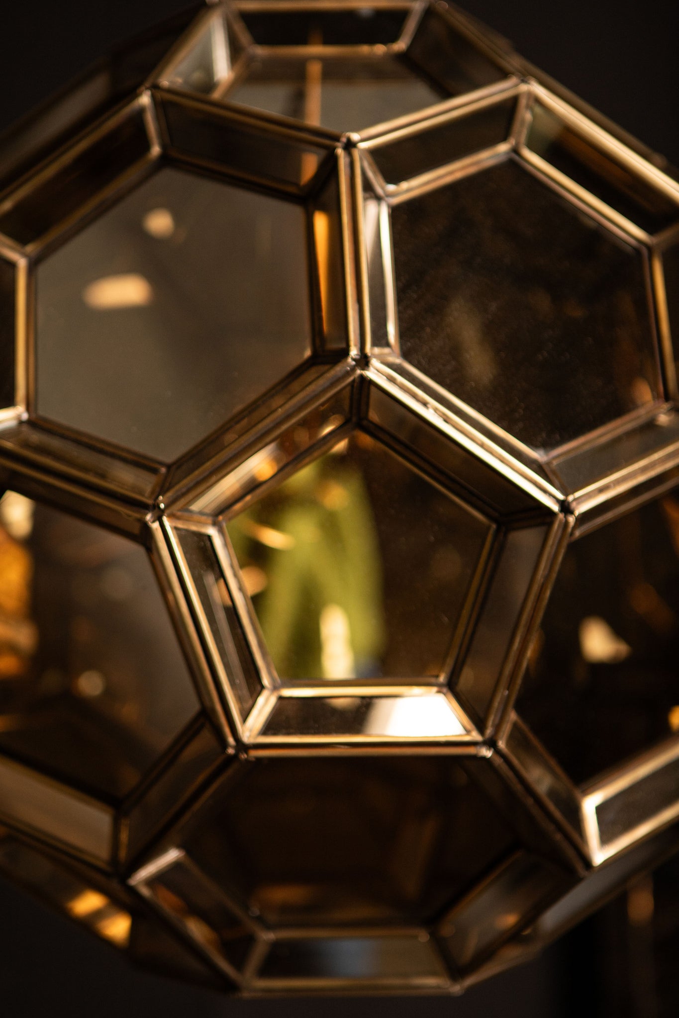 Thyro Antique Brass Glass Amber Ball Lamp