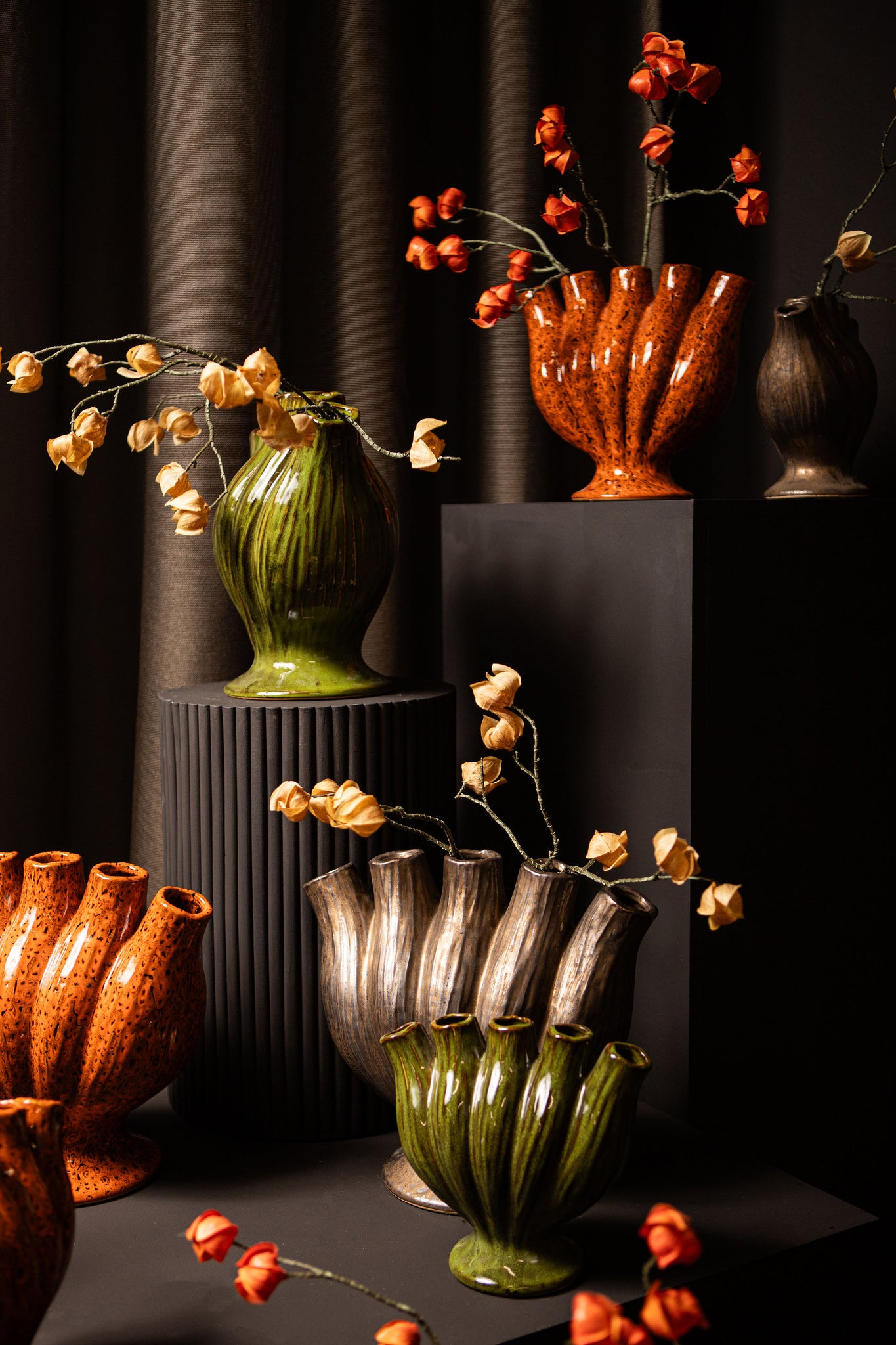 Gylian Orange Tubes Shaped Ceramic Vase M