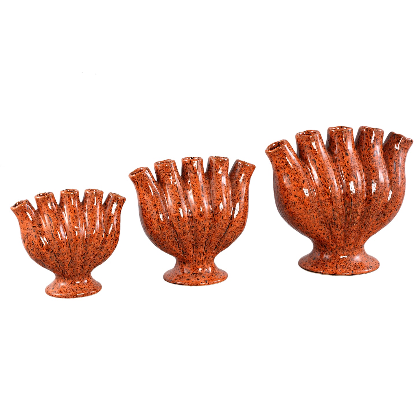 Gylian Orange Tubes Shaped Ceramic Vase L