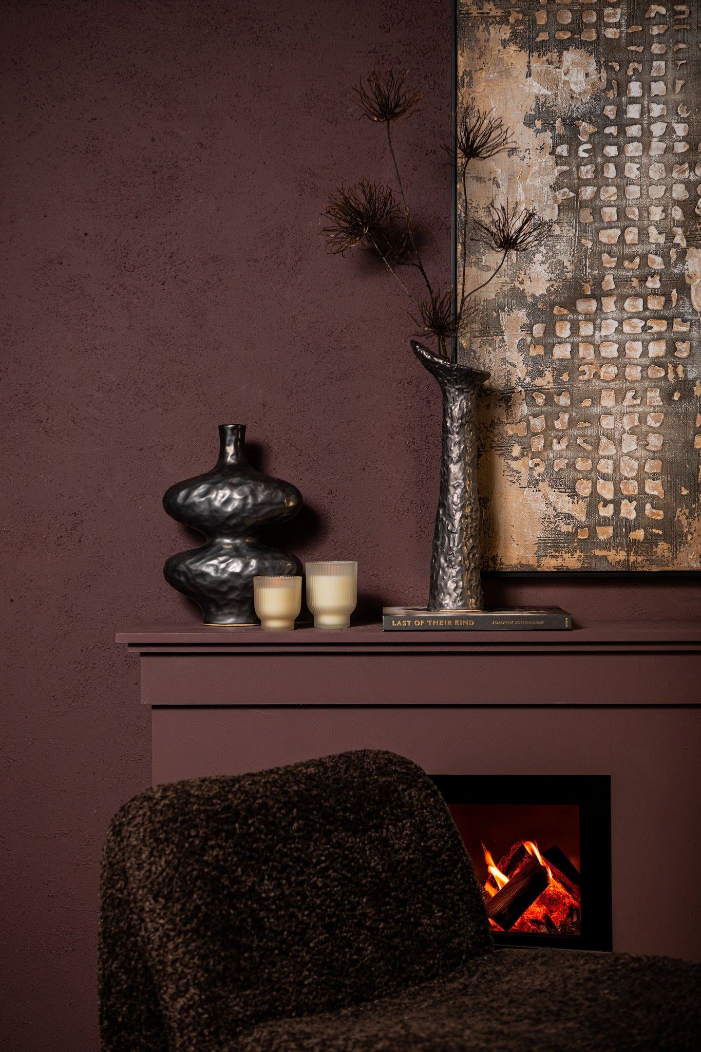 Chelsean Black Oval Bulby Shaped Ceramic Vase S