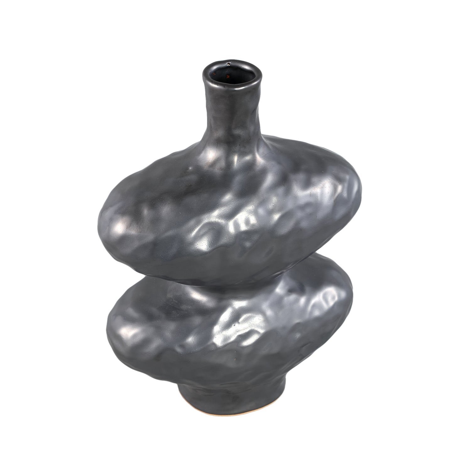 Chelsean Black Oval Bulby Shaped Ceramic Vase L