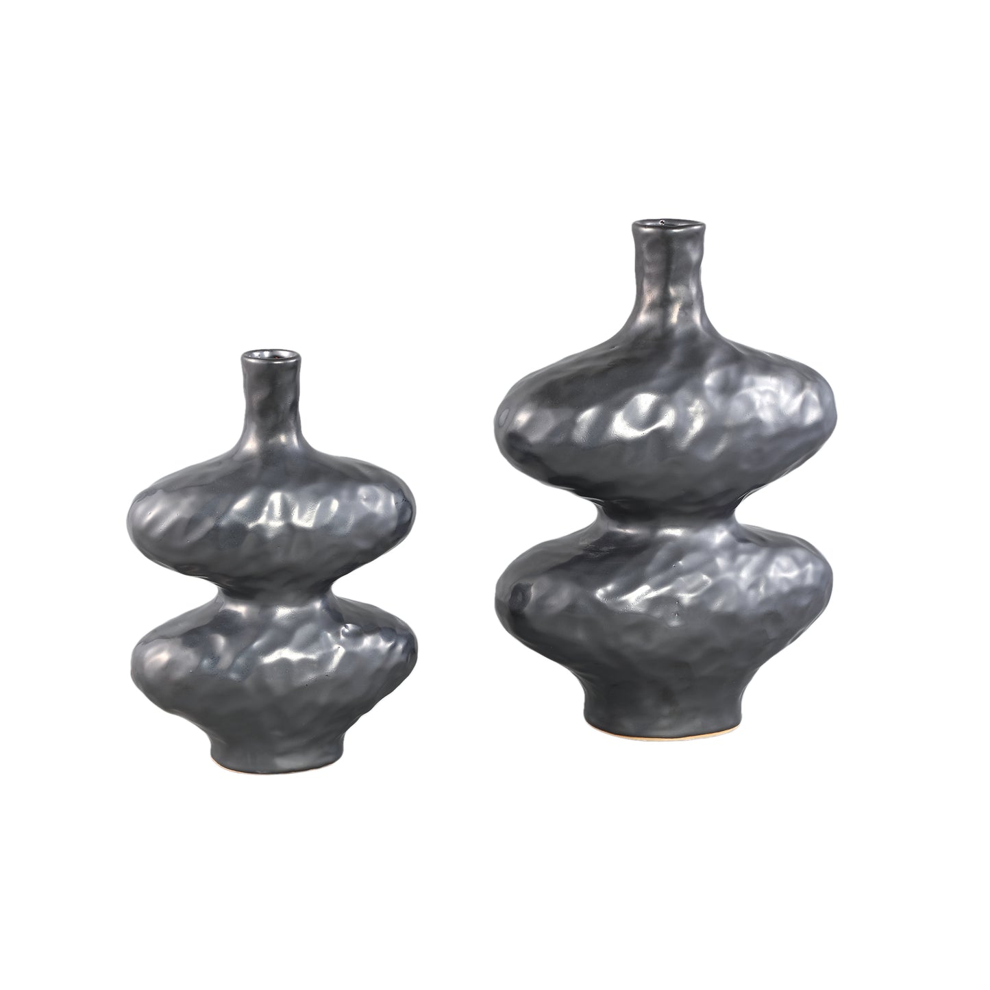 Chelsean Black Oval Bulby Shaped Ceramic Vase L