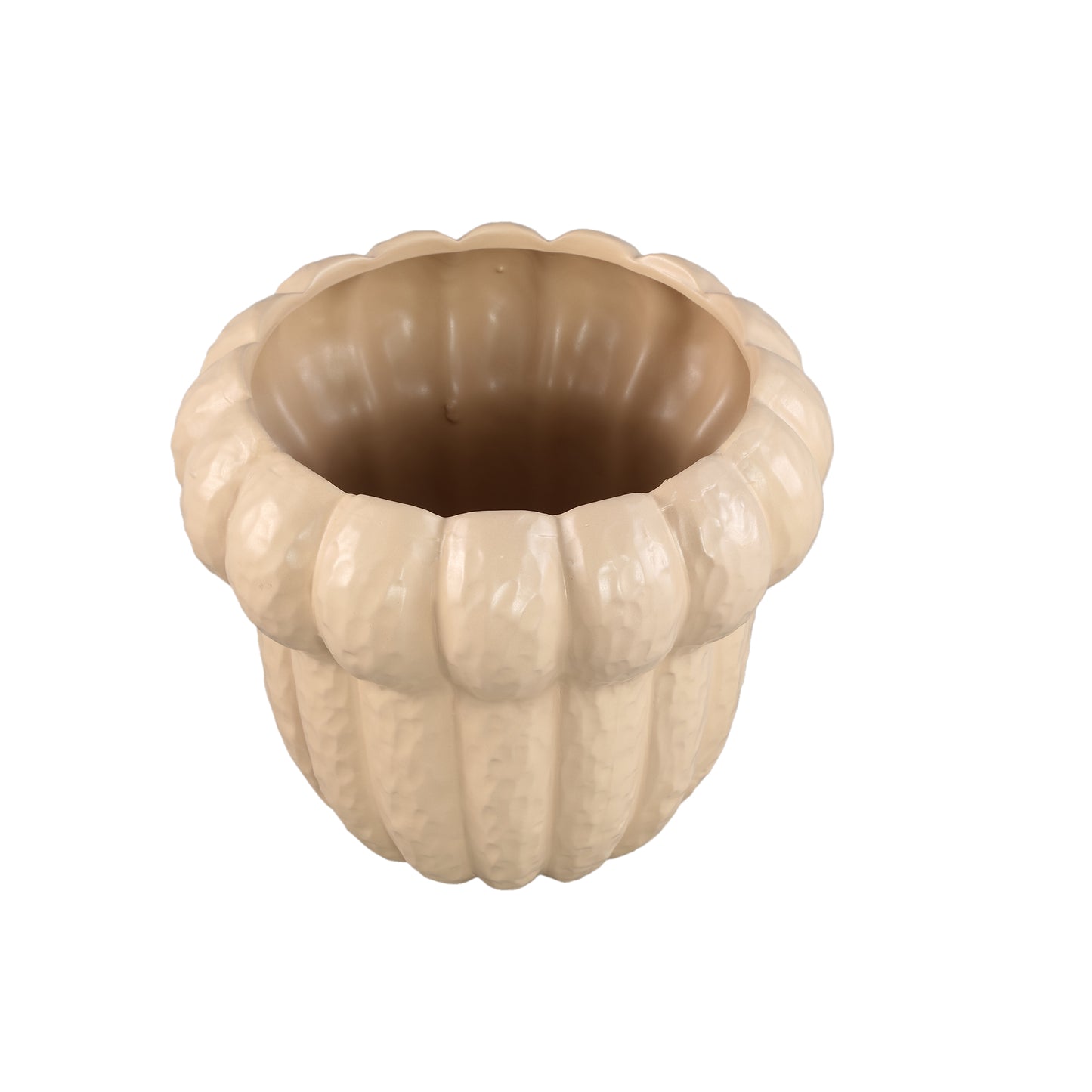 Samaran Cream Round Ceramic Pot Ribbed Low L