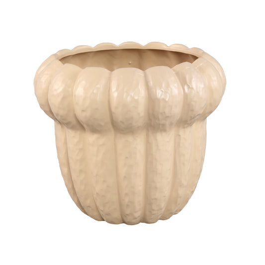 Samaran Cream Round Ceramic Pot Ribbed Low XXL