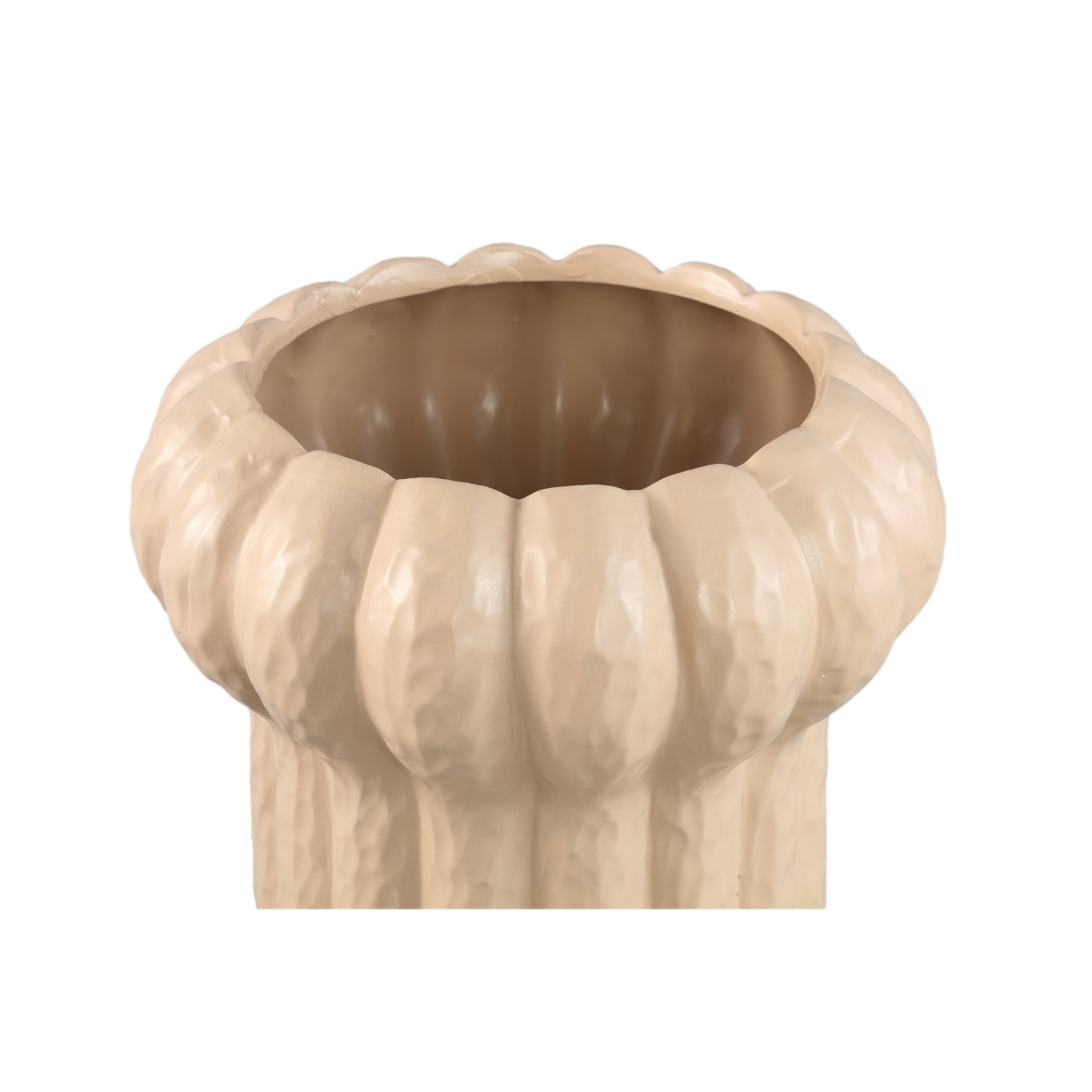 Samaran Cream Round Ceramic Vase Ribbed High S