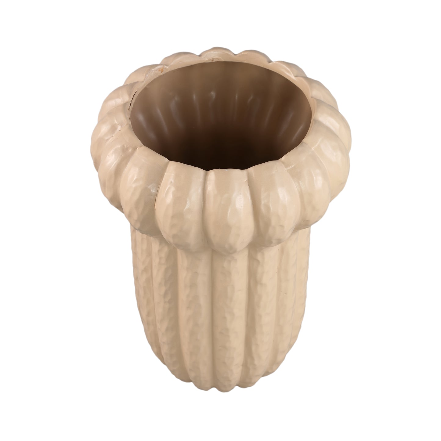 Samaran Cream Round Ceramic Vase Ribbed High S