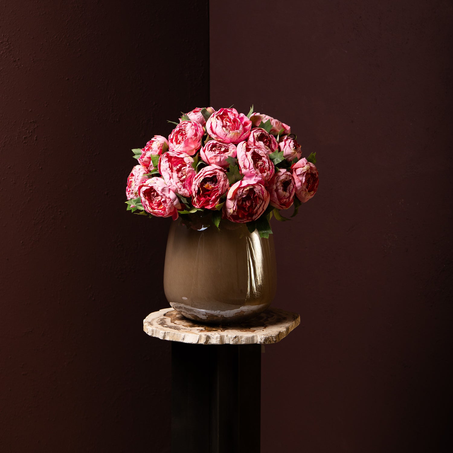 Peony Flower Donkerroze Pioenroos Struik - Set van 12 43x12x18 cm