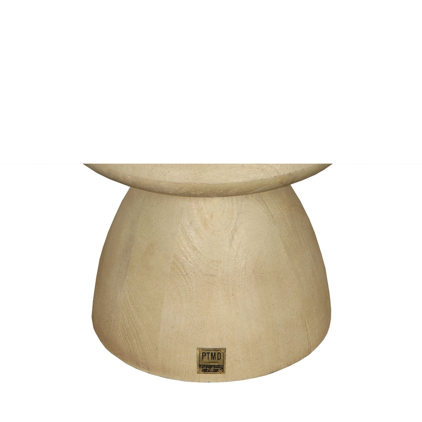 Callain Natural Mango Wood Side Table Marble Rnd S