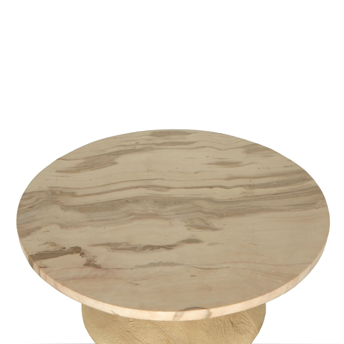 Callain Natural Mango Wood Side Table Marble Rnd L