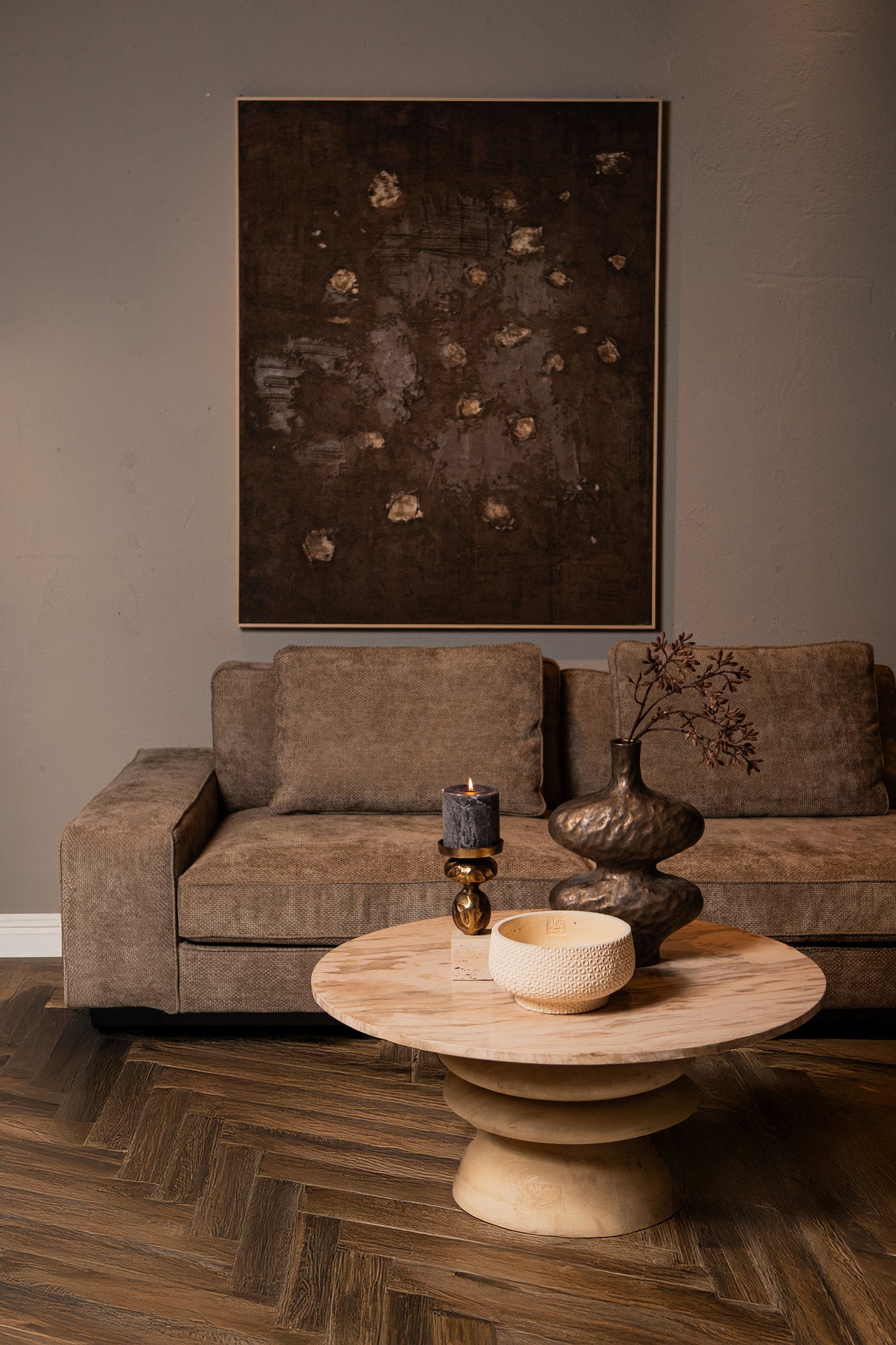 Callain Natural Mango Wood Coffee Table Marble Top