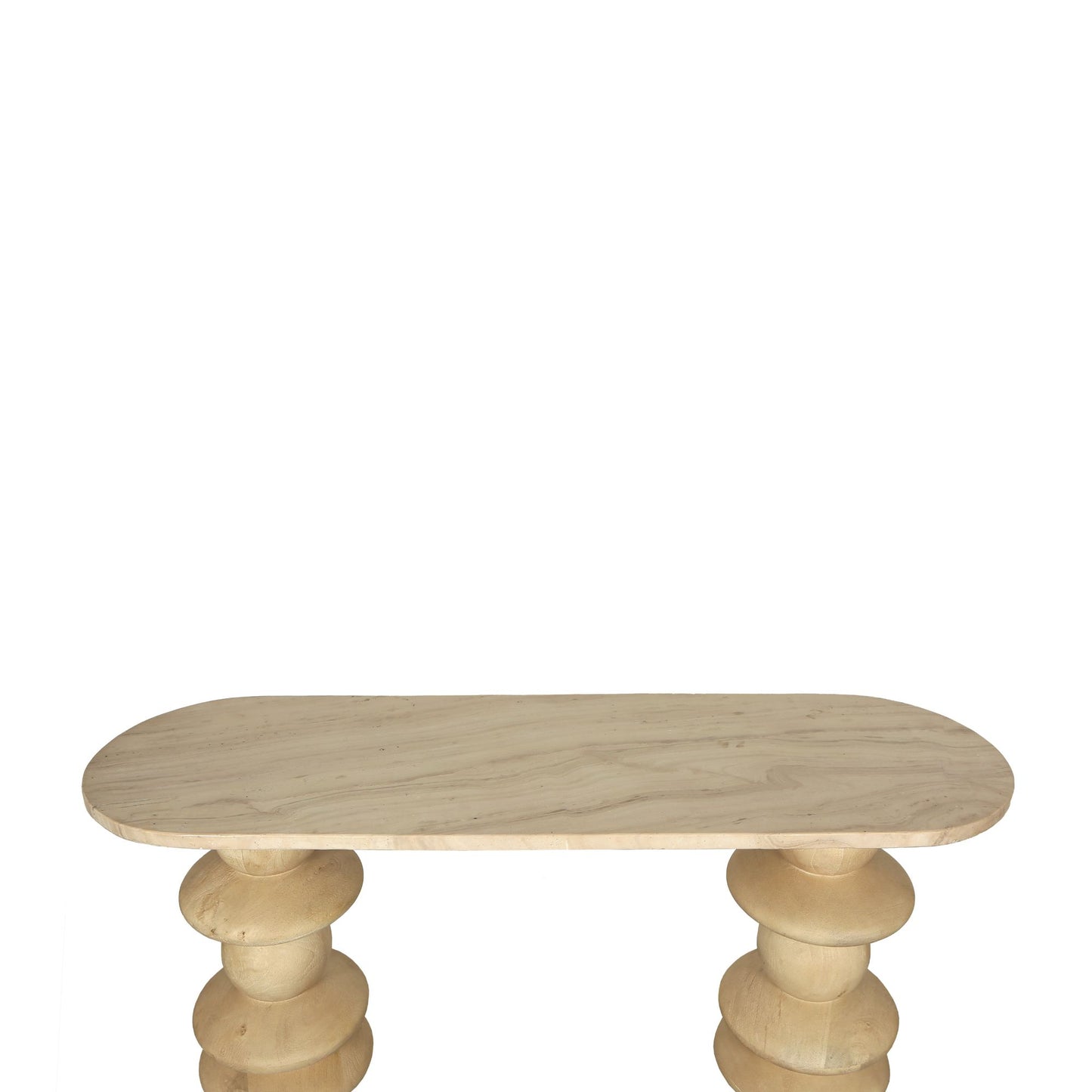 Callain Natural Mango Wood Side Table Marble Oval