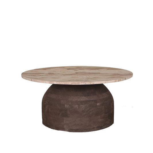 Liora Brown Mango Wood Coffee Table W Marble Top
