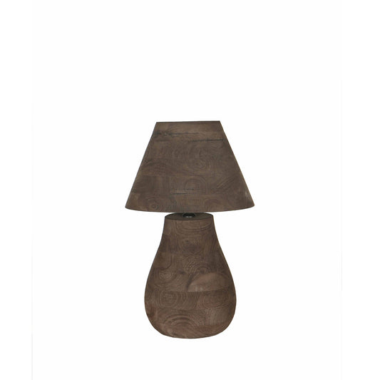 Peake Brown Mango Wood Round Table Lamp Low