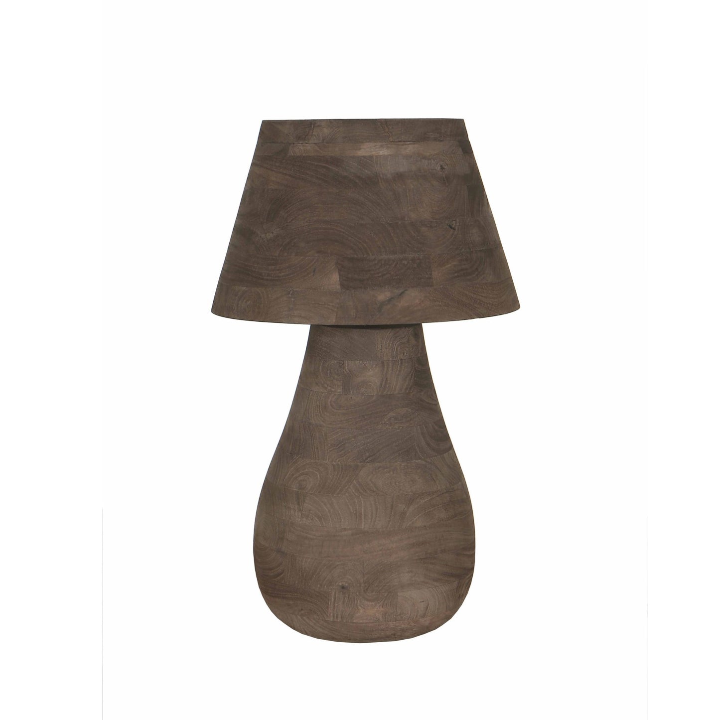 Peake Brown Mango Wood Round Table Lamp Big