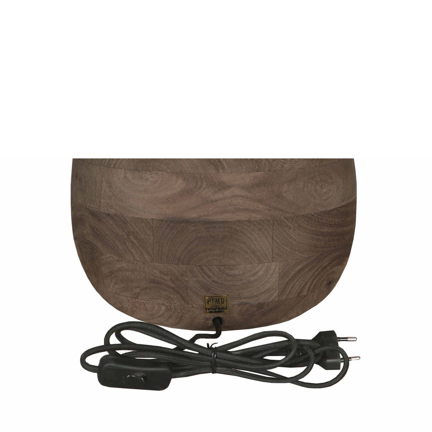 Peake Brown Mango Wood Round Table Lamp Big