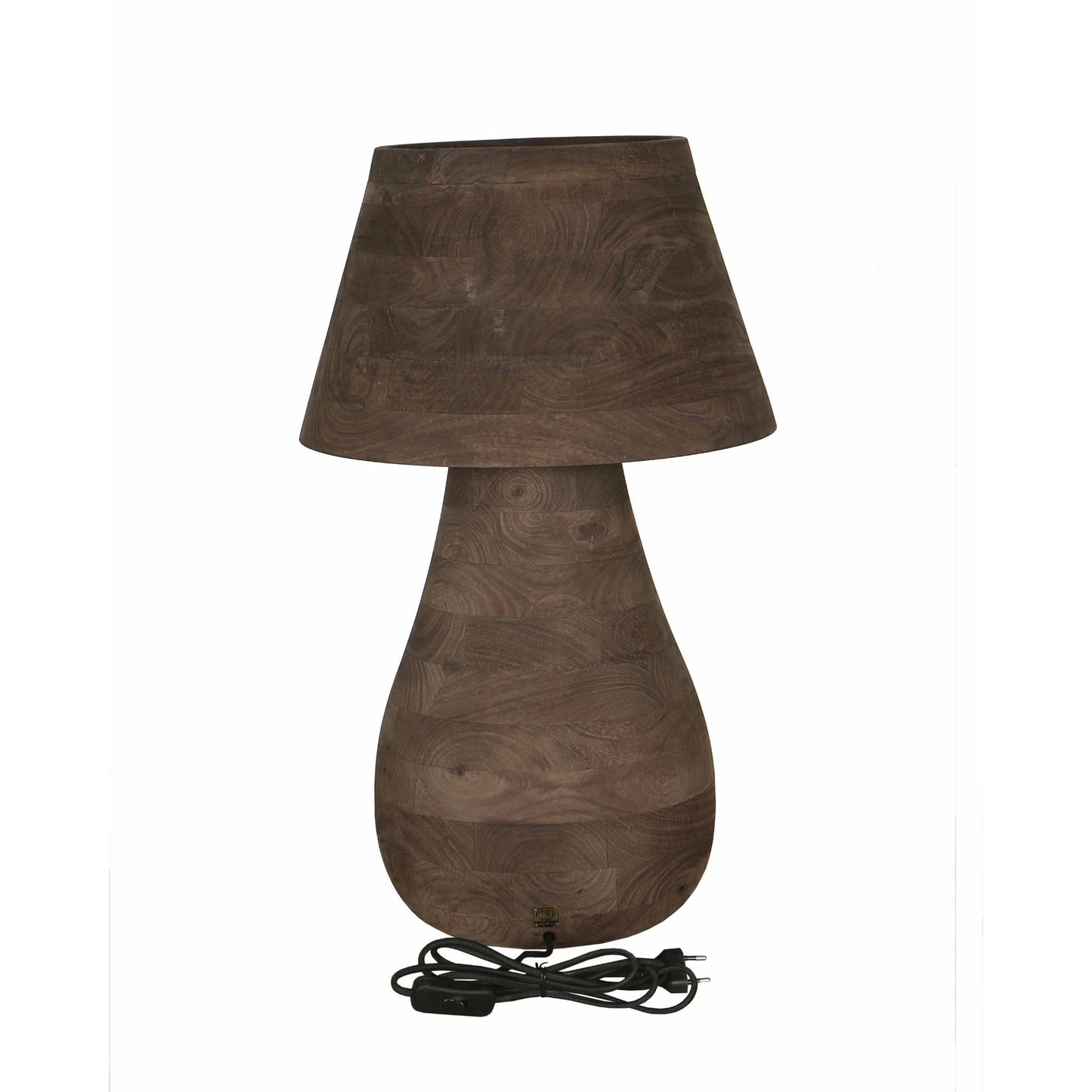 Peake Brown Mango Wood Round Table Lamp Big
