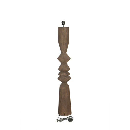 Elaine Bruine Mango Houten Ronde Vloerlamp Voet 130x20x20 cm