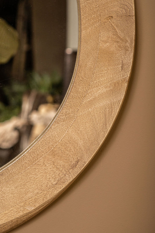 Noam Natural Mango Wood Round Mirror L