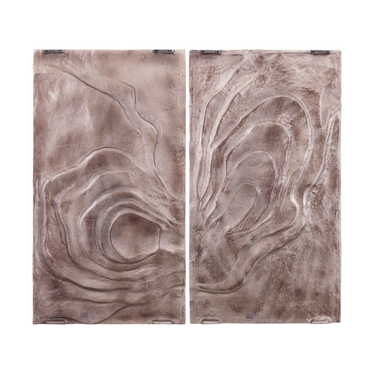 Erike Bronzen Gegoten Aluminium Wandpaneel Golf Set van 2 90x100x2.5 cm