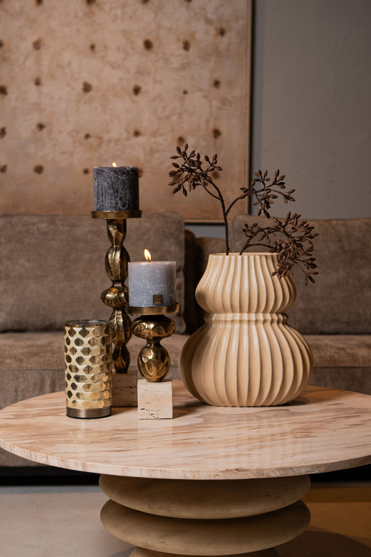 Malines Gold Casted Alu Candleholder On Base L